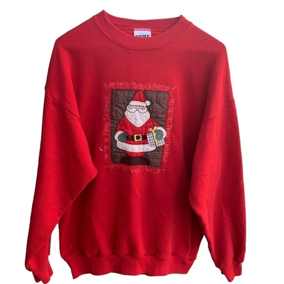 Vintage Crewneck Sweatshirt Santa Claus Merry Christmas Size Large - Picture 1 of 5